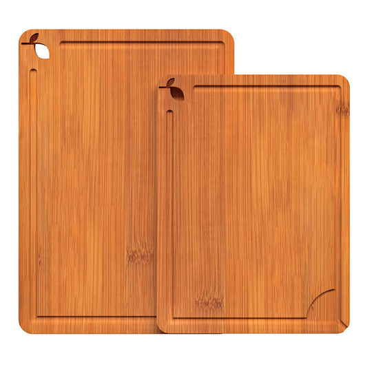 Cutting Boards for Kitchen,Bamboo Cutting Board Set of 2, Large and X-Large Carbonized Chopping Boards with Deep Juice Grooves and Handles for Meat, Bread, Dough Kneading and Cheese