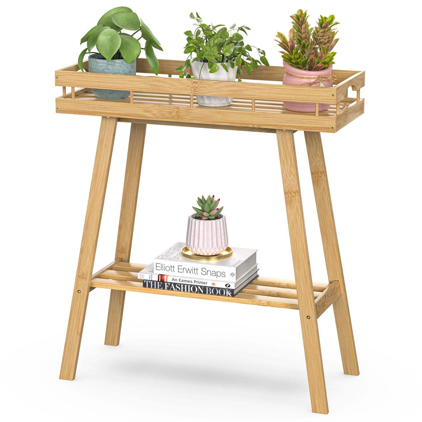 2-Tier Bamboo Plant Stand Table