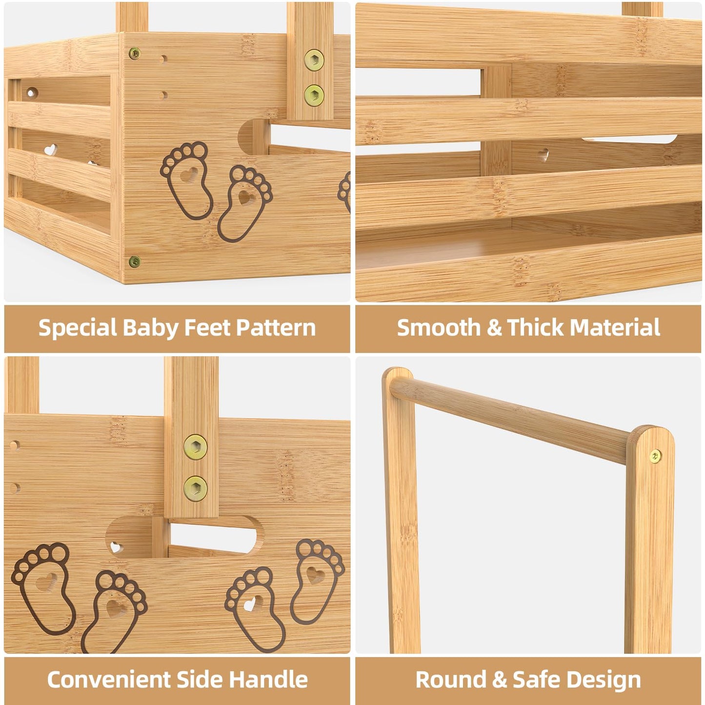 Baby Shower Crate Closet, Baby Baskets with Hangers Handle, Baby Crate Box for Baby Shower, Welcome Gift Basket for Newborn Baby, Pregnancy Gift for New Parents (Natural, Small Size)