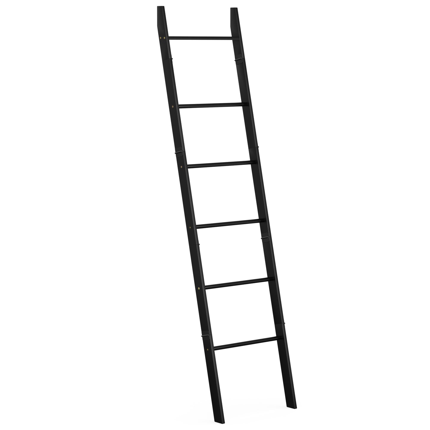 6-Tier Wall Leaning Blanket Ladder Shelf (Black)