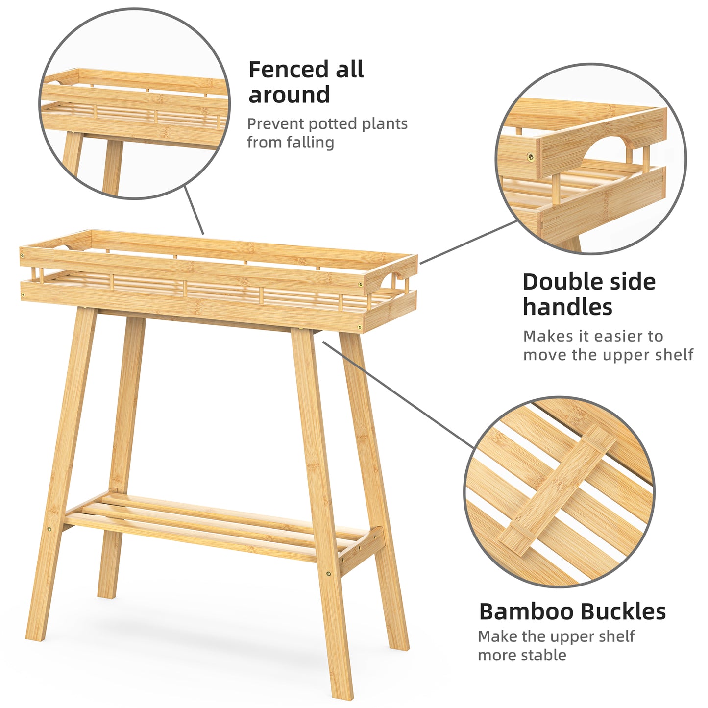 2-Tier Bamboo Plant Stand Table
