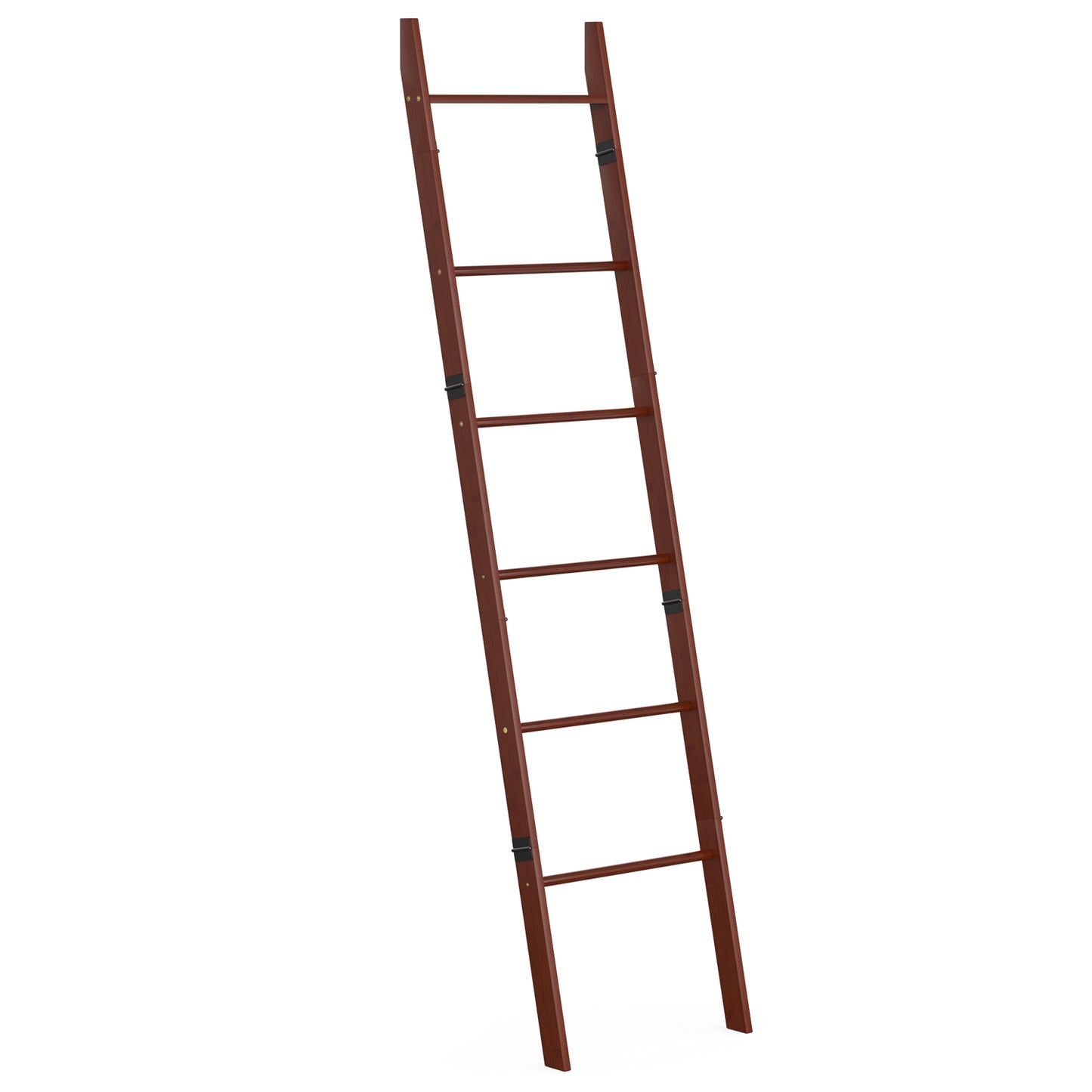 6-Tier Wall Leaning Blanket Ladder Shelf (Brown)