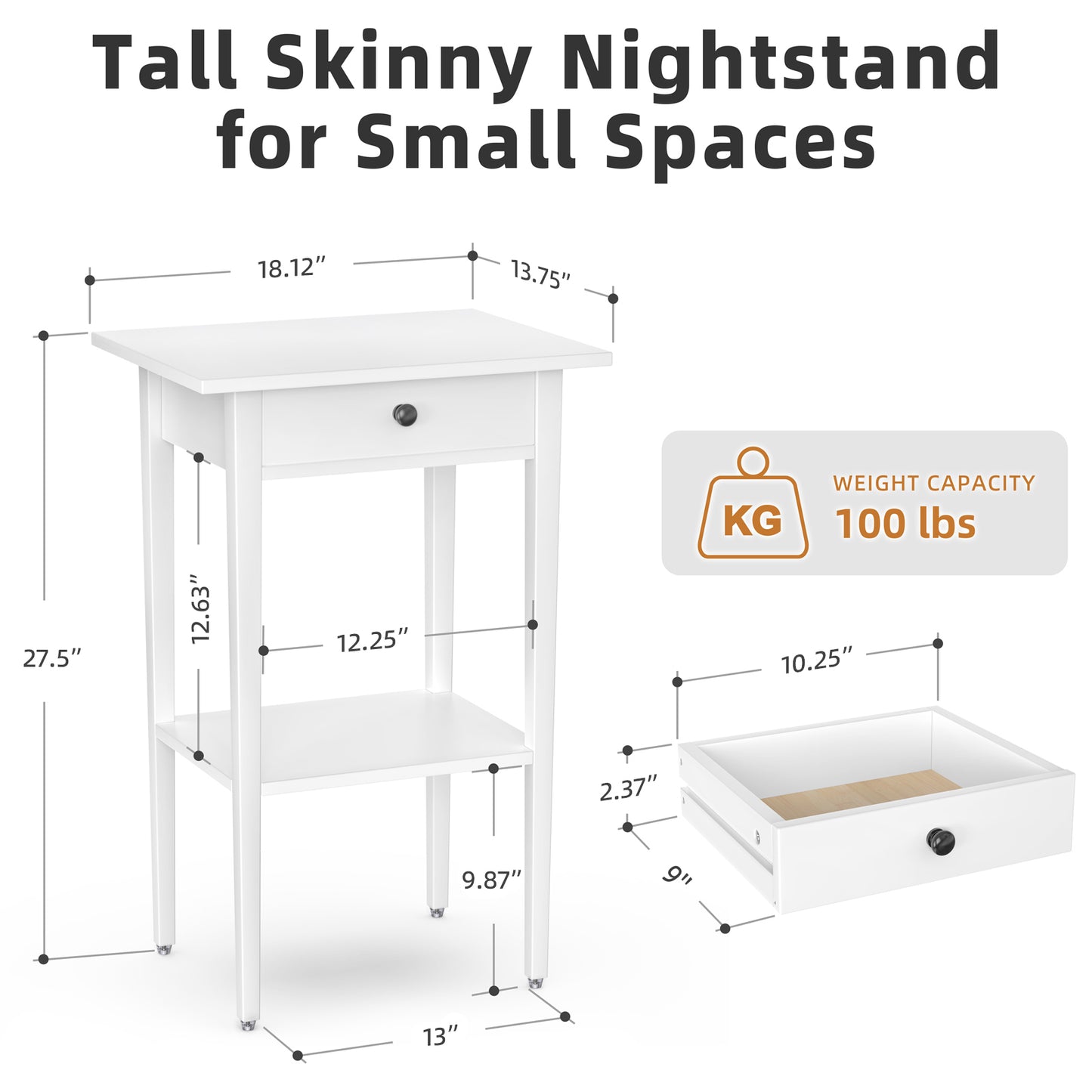 Bamboo Drawer Nightstand, Side Table with Open Shelf for Bedroom