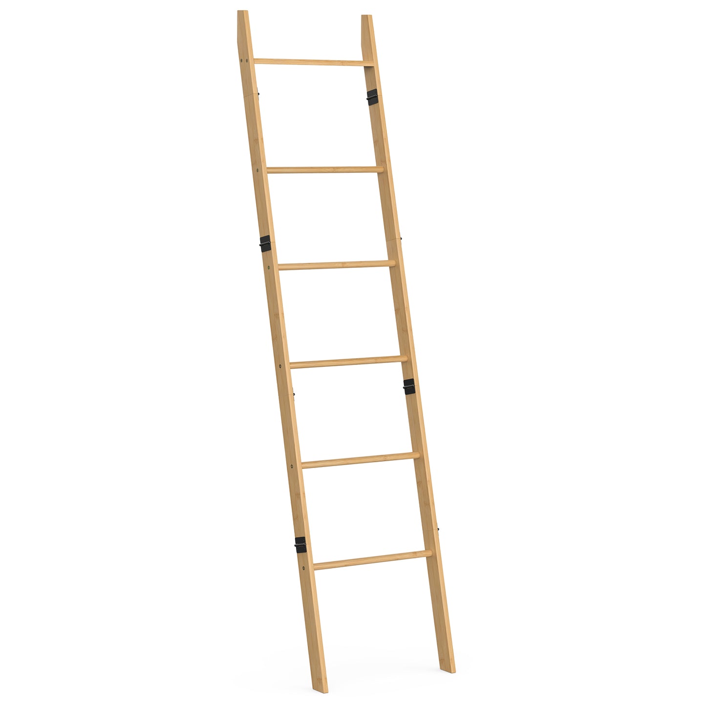 6-Tier Wall Leaning Blanket Ladder Shelf (Natural)