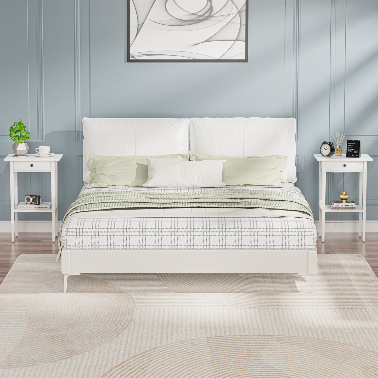 Bamboo Drawer Nightstand, Side Table with Open Shelf for Bedroom