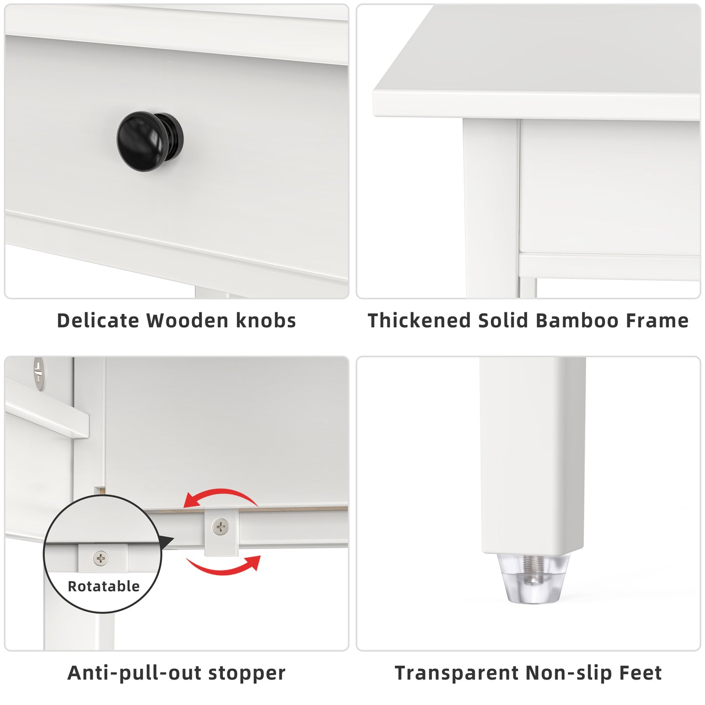 Bamboo Drawer Nightstand, Side Table with Open Shelf for Bedroom
