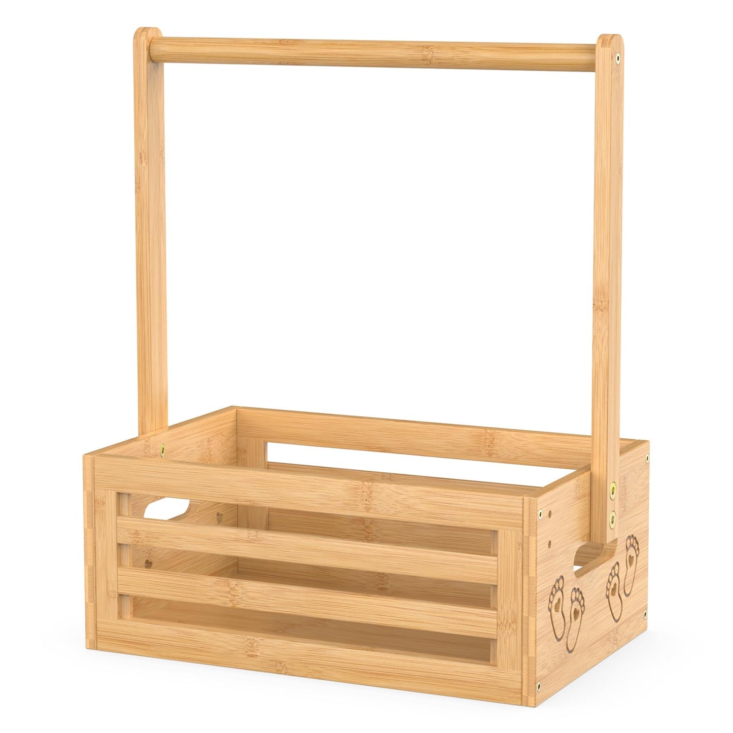 Baby Shower Crate Closet, Baby Baskets with Hangers Handle, Baby Crate Box for Baby Shower, Welcome Gift Basket for Newborn Baby, Pregnancy Gift for New Parents (Natural, Small Size)