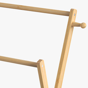 Freestanding Bamboo Clothes Rack with Shelves, Garment Rack for Bedroom (M)
