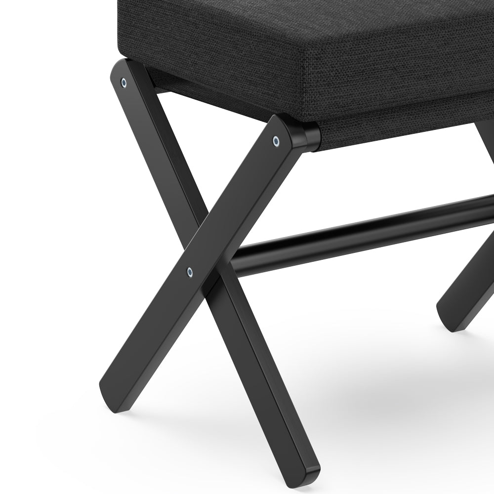 Folding Rectangle Standard Tufted Upholstered Ottoman Stool With Solid Wood Legs (Black)