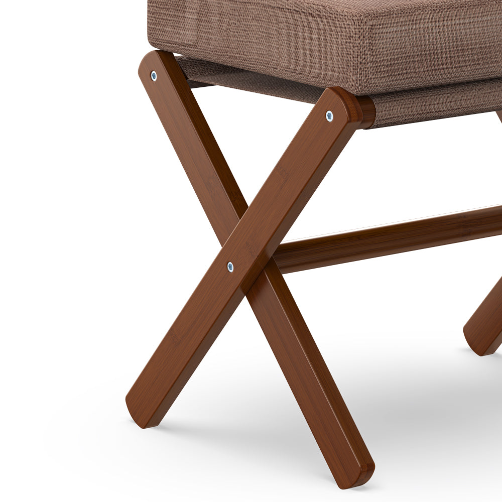 Folding Rectangle Standard Tufted Upholstered Ottoman Stool With Solid Wood Legs (Dark Brown)