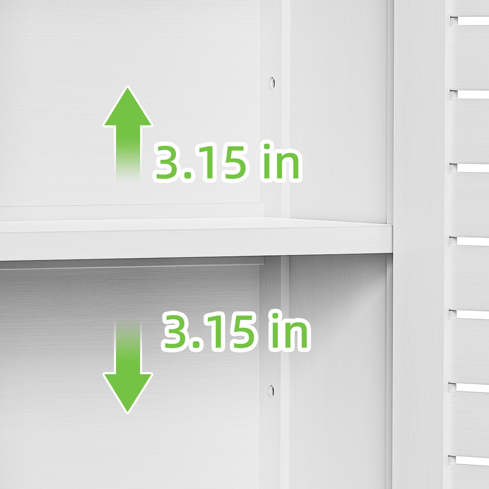 Removable Bamboo Two-Door Wall Mounted Bathroom Cabinet (White)