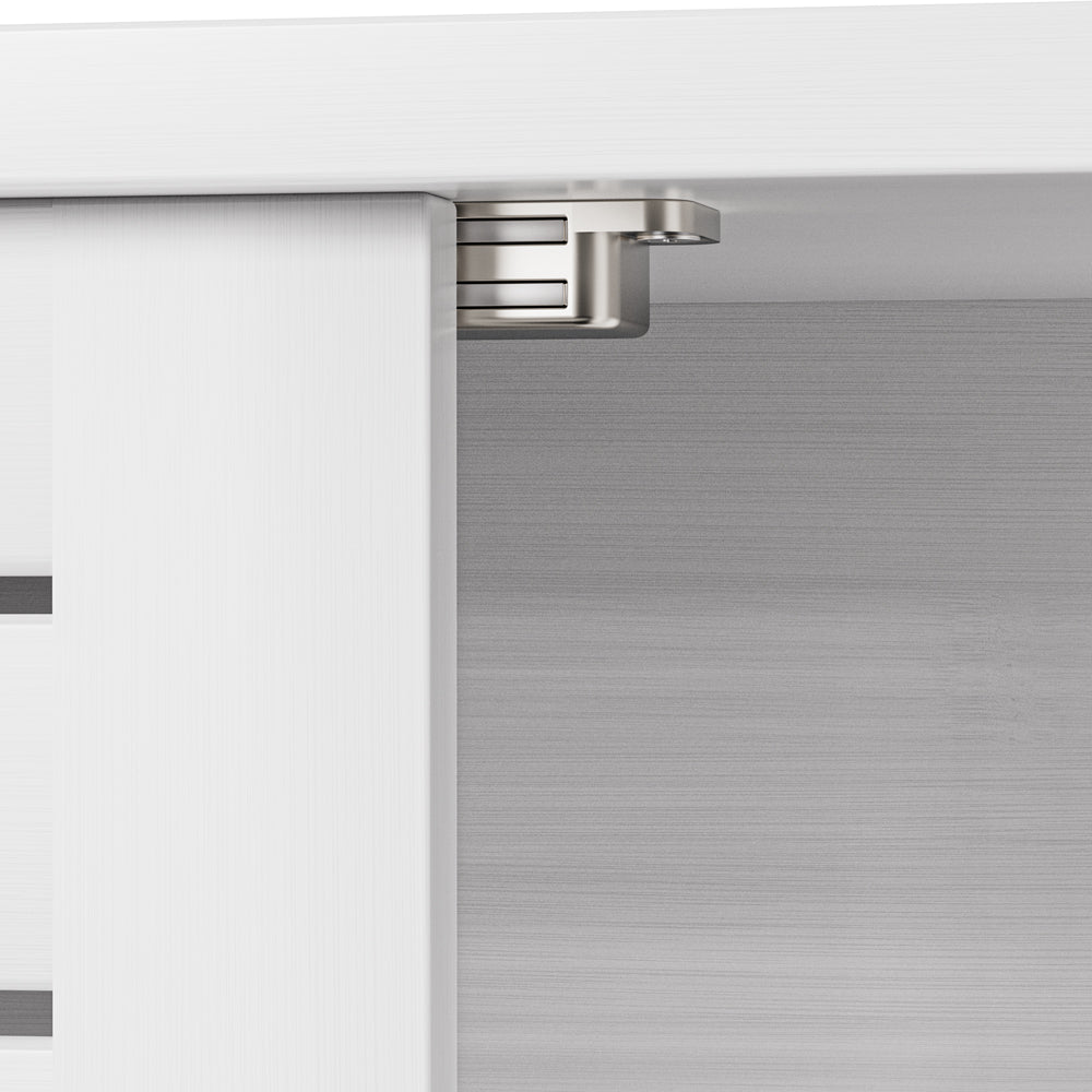 Removable Bamboo Two-Door Wall Mounted Bathroom Cabinet (White)