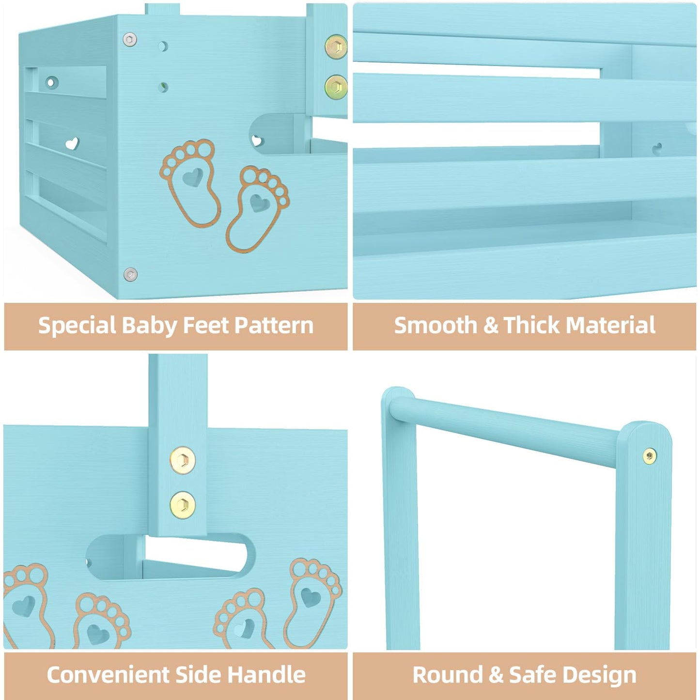 Baby Shower Crate Closet, Baby Baskets with Hangers Handle, Baby Crate Box for Baby Shower, Welcome Gift Basket for Newborn Baby, Pregnancy Gift for New Parents (Blue, Large Size)