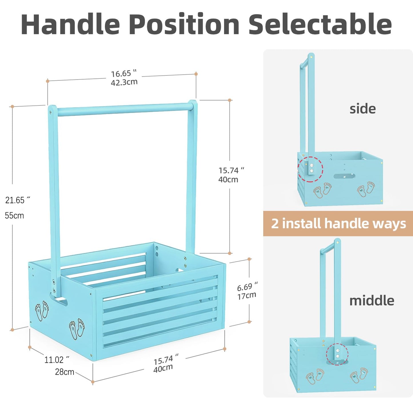 Baby Shower Crate Closet, Baby Baskets with Hangers Handle, Baby Crate Box for Baby Shower, Welcome Gift Basket for Newborn Baby, Pregnancy Gift for New Parents (Blue, Large Size)