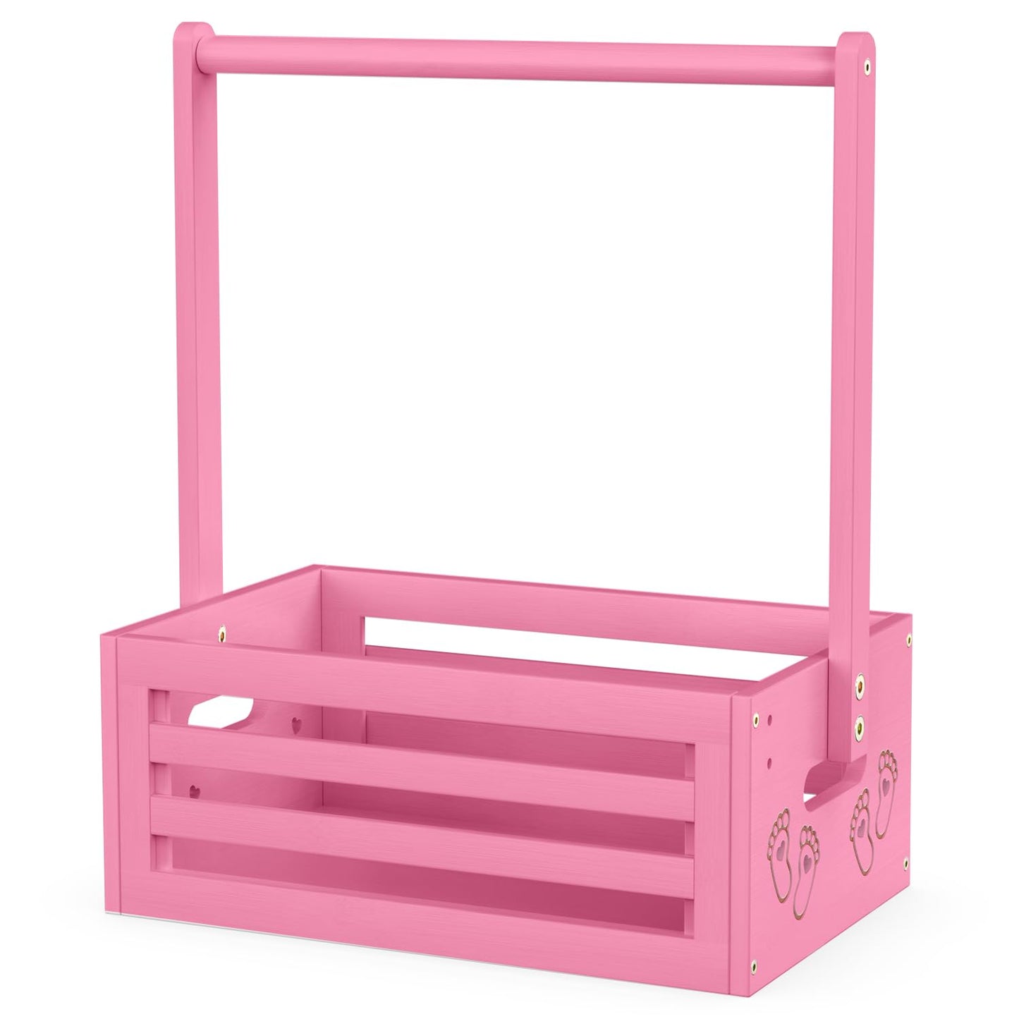 Baby Shower Crate Closet, Baby Baskets with Hangers Handle, Baby Crate Box for Baby Shower, Welcome Gift Basket for Newborn Baby, Pregnancy Gift for New Parents (Pink, Small Size)