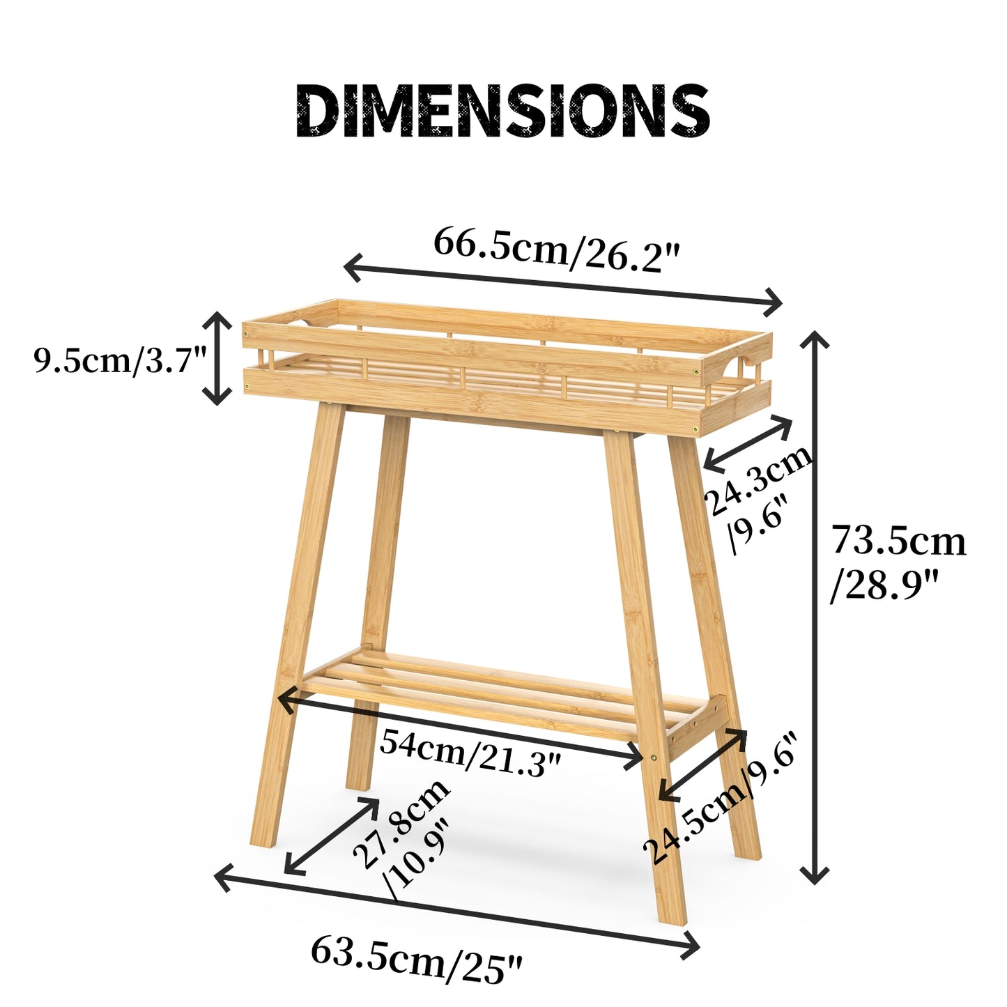 2-Tier Bamboo Plant Stand Table